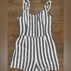 Hollister blue and white striped Romper sz S